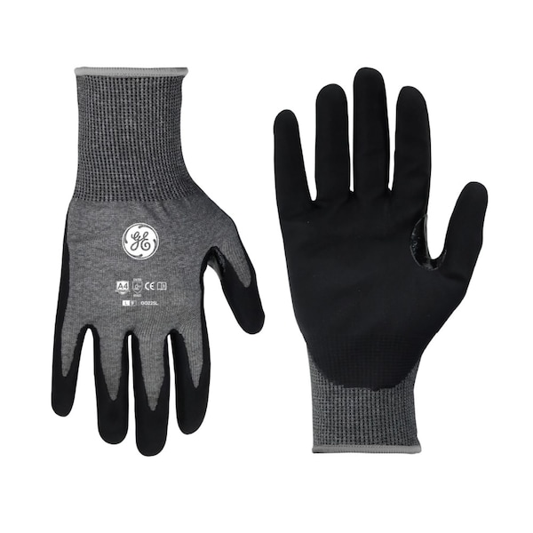 Ge Coated Gloves, Foam Nitrile, Gray, L 1 PR GG225LC - main